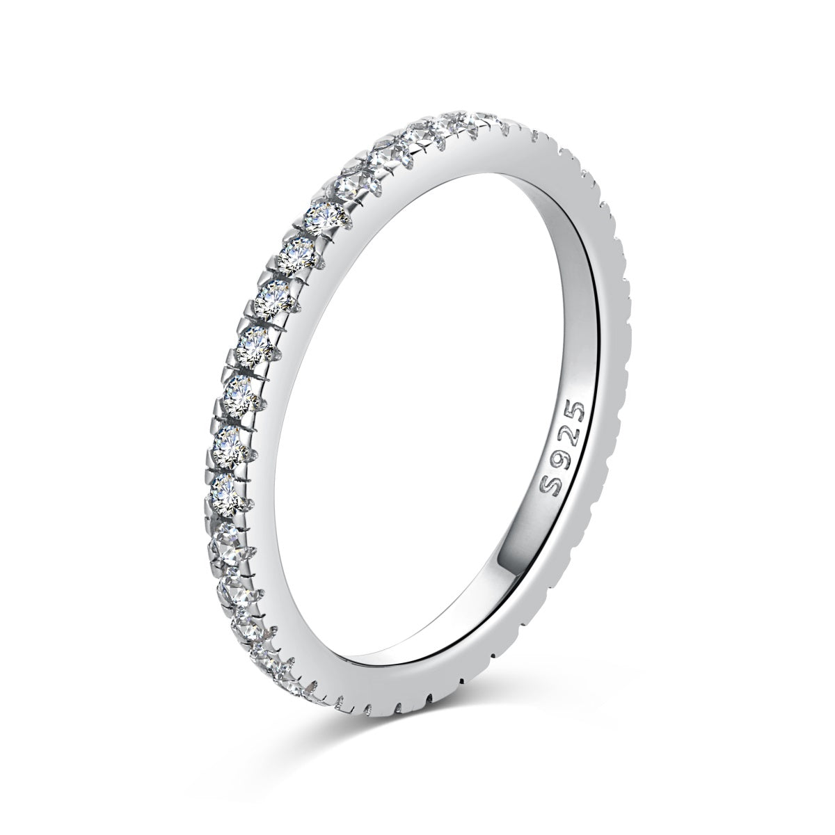 Anello eternity veretta con pietre bianche
